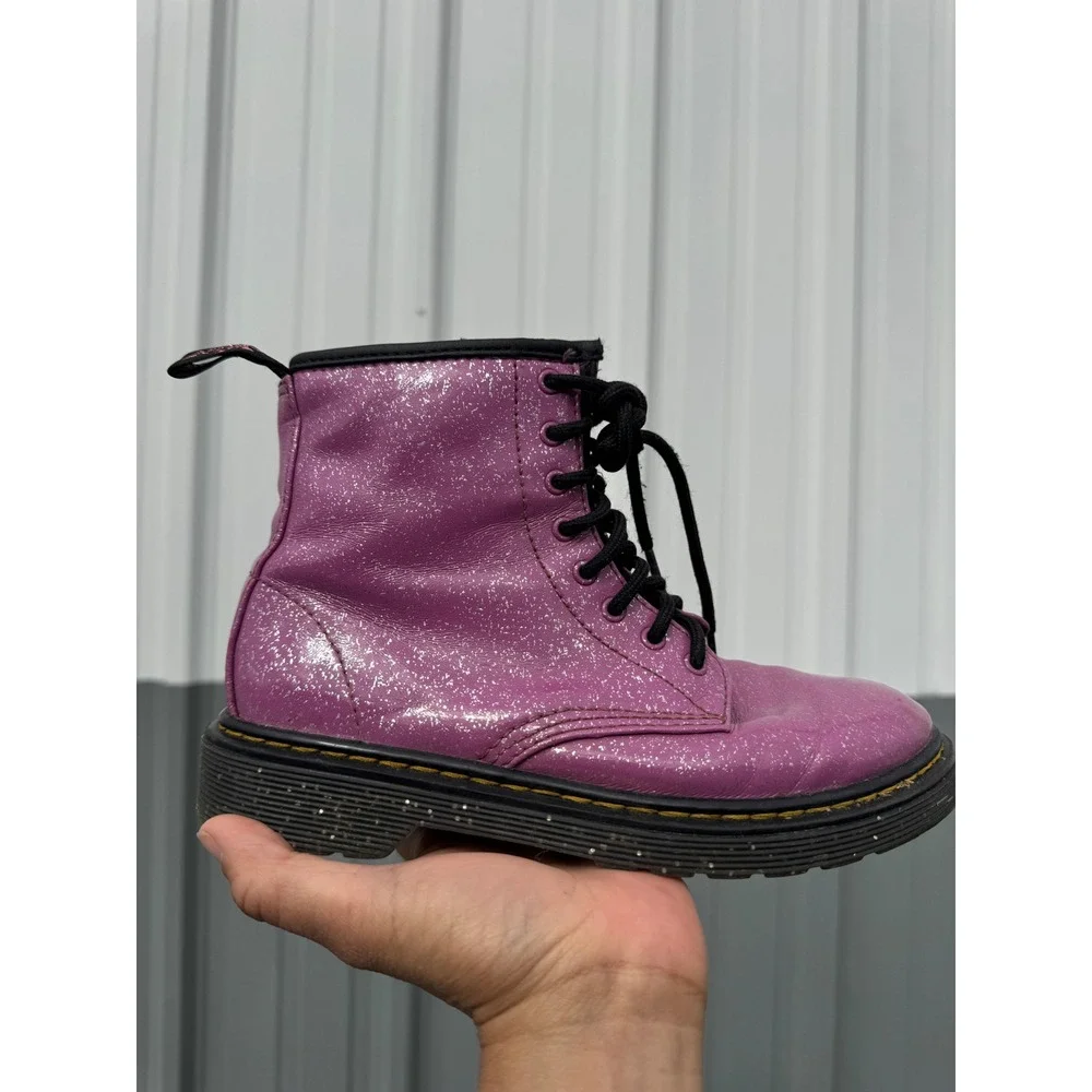 Dr. Martens 1460 Kids Pink Cosmic Glitter Lace Up Combat Ankle Boots Size 3 US